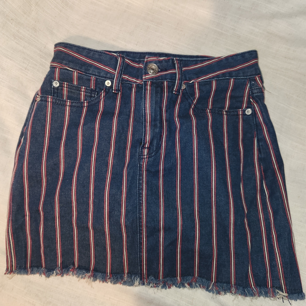 Striped Denim American Eagle Mini Skirt